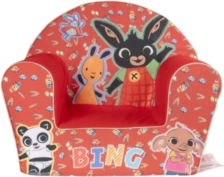 Bing Kindersessel – bequem und sicher, lustiges Design mit Bing und Flop – perfekt für Kinderzimmer und Spiel-Ecken (rot)
