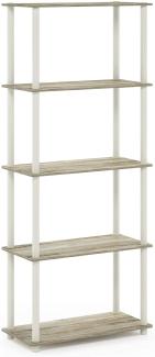 Furinno 5-Ebenen Mehrzweck-Regal, holz, Sonoma Eiche/Weiß, 29. 46x59. 94x145. 8 cm