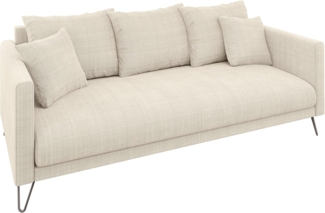 S-Style Möbel 3-Sitzer Sofa Harmony aus Chenille-Stoff mit Hohen Schwarzen Metallfüßen, mit Wellenfederung