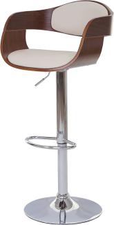 Barhocker HWC-A47, Barstuhl, Holz Bugholz Retro-Design ~ Walnuss-Optik, Kunstleder creme