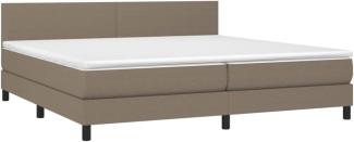 Boxspringbett mit Matratze & LED Stoff Taupe 200 x 200 cm, Härtegrad: H2 [3133025]