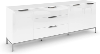 rauch Kombikommode Kommode Türkommode Sideboard Kombikommode FLIPP mit Glasfront (Breite 200 cm mit 2 Einlegeböden), 3-türig mit 3 Schubladen und Soft-Close-Funktion sowie Glasfront