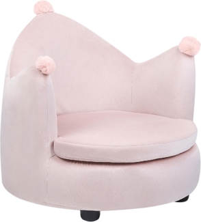 Kindersessel Samtstoff pastellrosa Kronenform VEGA