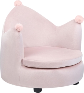 Kindersessel Samtstoff pastellrosa Kronenform VEGA