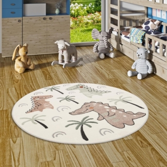 Pergamon Kinderteppich Kinder Teppich Softstar Kids Lustige Dinos Rund, Rund, Höhe: 11 mm