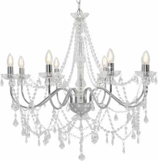 vidaXL Kronleuchter mit Perlen Silbern 8 x E14-Fassungen 281606