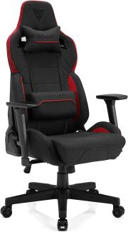 SENSE7 Gaming Stoff Sentinel Bürostuhl Zocker Gamer Ergonomischer Stuhl Armlehne Einteiliger Stahlrahmen Einstellbarer Neigungswinkel Schwarz-Rot, 40-48 x 72x59