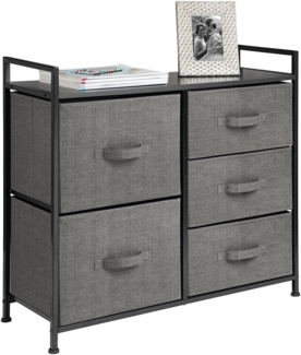 Schmaler Stoff Schrank 5 Schubladen Kommode Aufbewahrung anthrazit 82 cm mDesign