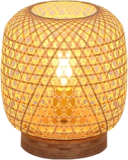 LED Tischleuchte, Bambus-Geflecht, Höhe 27 cm