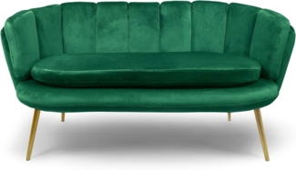 Menzzo Brenda 2-Sitzer-Sofa mit Samtbezug und goldenen Beinen, Grün