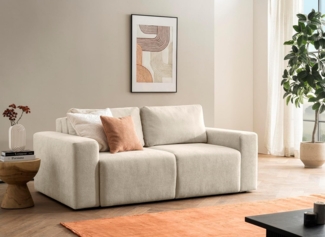 DOMO. collection Sofa Lares, 2-Sitzer Couch mit Schlaffunktion und Federkernpolsterung, lose Rückenkissen, Polstergarnitur, 192 x 116 x 85 cm (BxTxH), beige