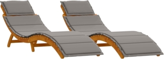 vidaXL Gartenliege Sonnenliegen mit Kissen 2er Set Dunkelgrau nholz, 2 St.