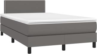 vidaXL Boxspringbett mit Matratze & LED Grau 120x200 cm Kunstleder 3134157
