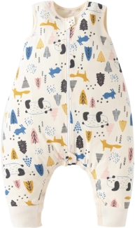 Duomiaomiao Schlafsack mit füßen, Sommerschlafsack mit füßen,100% Musselin Schlafsack Baby,Sommerschlafsack Baby 0.5 tog mit Doppelreißverschluss, schweißableitend und atmungsaktiv