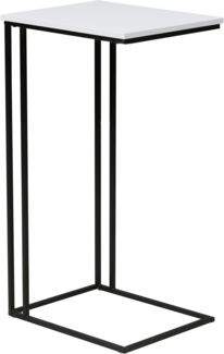 trendteam smart living - Strike - Beistelltisch - Weiß/Schwarz - Wohnzimmertisch auf robustem Metallgestell - (BxHxT) 50 x 91 x 40 cm - praktische C-Form