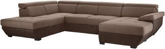 Mivano Wohnlandschaft Speedway, Modernes U-Form-Sofa mit verstellbaren Kopfstützen, 332 x 79 x 222, Zweifarbiger Bezug, Braun/Dunkelbraun