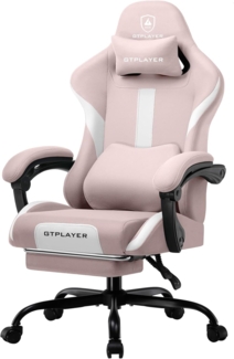 GTPLAYER Gaming Stuhl Bürostuhl Ergonomisch Gaming Sessel mit Kopfstütze und Cloud-Lendenkissen, Gepolstert Gaming Chair mit Fußstütze, Drehsessel,150kg Kapazität, Rosa