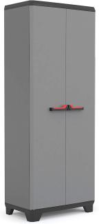 Keter Stilo Kunststoffschrank/Besenschrank, Utility, Dunkelgrau, Schwarz, Rot, 68 x 39 x 173 cm