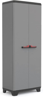 Keter Stilo Kunststoffschrank/Besenschrank, Utility, Dunkelgrau, Schwarz, Rot, 68 x 39 x 173 cm