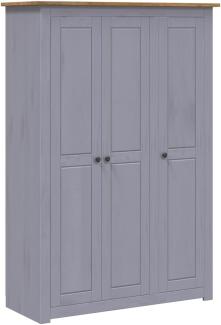 vidaXL Panama-Kiefer Kleiderschrank Grau 3-Türig Dielenschrank Garderobenschrank Schlafzimmerschrank Schrank Holzschrank 118 x 50 x 171,5 cm