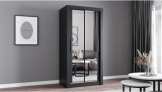 imoebel24 Schwebetürenschrank MILAN 100 cm - Schwarz / Schwarz