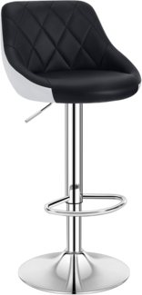 WOLTU® 1x Barhocker Barstuhl Tresenhocker Bistrohocker mit Griff, Design Stuhl, höhenverstellbar, drehbar, Sitzfläche aus Kunstleder, Gestell aus verchromtem Stahl, 2 farbig, Schwarz+Weiß BH30sz-1
