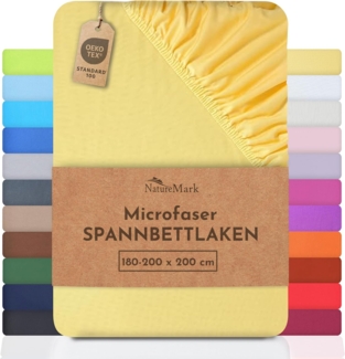 NatureMark - Mikrofaser SPANNBETTLAKEN zum Sparpreis! viele Größen und Farben Markenware (180x200-200x200 cm, gelb)