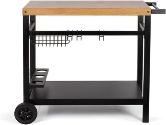 Servierwagen für Plancha schwarz/Holz - gs131