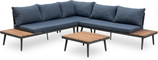 riess-ambiente Gartenlounge-Set CANNES 220 cm anthrazit natur – Garten-Sitzecke mit Tisch & 9 Kissen, (Set, 4-tlg), wetterbeständige Sitzgruppe, moderne Outdoor Terrassenmöbel