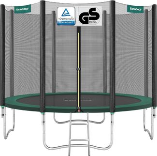 Songmics Trampolin mit Sicherheitsnetz und Leiter, Stahl schwarz-grün, Ø 305 cm
