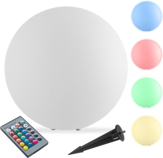 tectake LED Gartenleuchte Kugelleuchte Luminous Globe, LED, mit Fernbedienung, LED, Bunt, Stylische LED-Kugel mit 3 Standfüßen und indirekter Beleuchtung