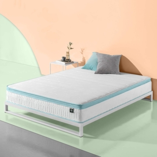 Zinus 25,5 cm Mint Green Memory Foam Hybrid Spring Mattress, Weiß, 140 x 190 x 25,5 cm