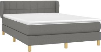 vidaXL Boxspringbett mit Matratze Dunkelgrau 140x190 cm Stoff 3126798