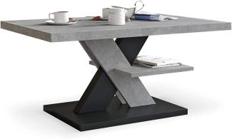 Viosimc Moderner Wohnzimmertisch, Couchtisch Betonoptik – Schwarz, Wohnzimmer Sofatisch Kaffeetisch, Modern Matt Sofa Tisch mit Großer Ablage, Coffee Table for Living Room