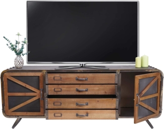 TV-Rack HWC-F91, Fernsehtisch Lowboard Kommode, Industrial Tanne Holz Metall 55 x 139 x 41 cm, braun-schwarz