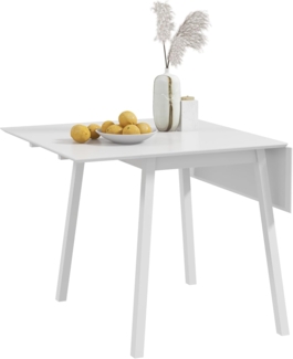 HOMCOM Klapptisch Esszimmertisch mit 2 aufklappbare Flächen, Holztisch (Küchentisch, 1-St, Esstisch), für Esszimmer, Küche, Weiß