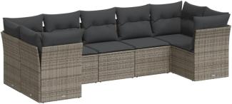 vidaXL 7-tlg. Garten-Sofagarnitur mit Kissen Grau Poly Rattan 3218120