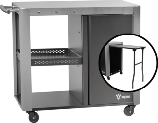 BBQ-Toro Grillablagetisch Grillwagen 95 x 50 x 80 cm, Silber Grilltisch, Grill Beistelltisch (1-St), Vier integrierte Bremsen