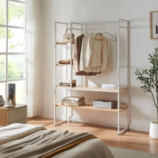 Garderobenständer Horgau 180x120x40 cm Eicheoptik/Weiß [en. casa]