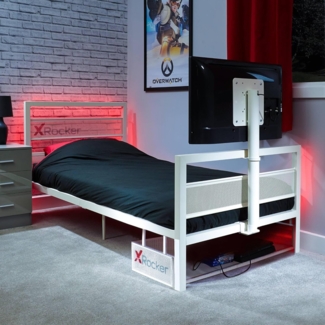X Rocker Multimediabett Basecamp Gaming Metall Bett mit TV-Halterung für Kinder & Jugendliche
