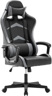 IntimaTe WM Heart Gaming Stuhl, Bürostuhl mit Verstellbarem Kopfkissen und Lendenkissen, Ergonomischer Schreibtischstuhl, Racingstuhl mit Hoher Rückenlehne,Grau