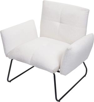 Lounge-Sessel HWC-K34, Cocktailsessel Sessel, Bouclé Stoff/Textil MVG-zertifiziert ~ weiß