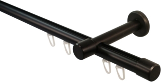 iso-design Gardinenstange Innenlauf 20 mm 1-läufig Endstück Kappe Wandabstand 8 cm, Ø 20 mm, 1-läufig, Fixmaß, mit Bohren, Aluminium