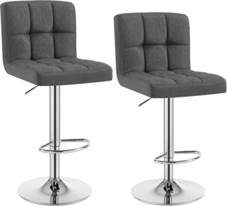Stilvoller Barhocker 2er-Set aus Leinen & Metallbeinen dunkelgrau