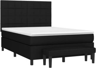 vidaXL Boxspringbett mit Matratze Schwarz 140x200 cm Stoff 3136599