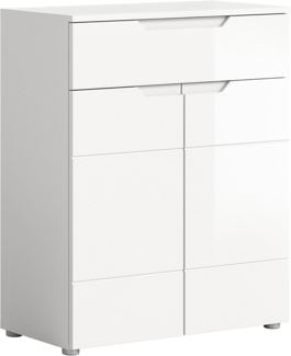 xonox. home Garderobe Solero X7WA9603 Schuhkommode Beistellschrank Schrankkommode Stauraummöbel in Weiß Nachbildung und weiß Hochglanz tiefzieh, ca. B/H/T: 80 x 97 x 37 cm