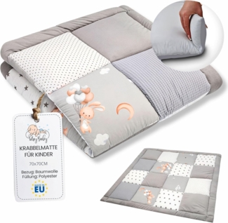 Krabbeldecke Spielmatte Krabbelmatte für Baby Kinder - Babies Patchworkdecke Bodenmatte Spieldecke Play Mat für Kinderzimmer und Laufgitter 70x70 cm