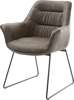 Esszimmerstuhl Kaira-Flex Mikrofaser Taupe Vintage Kufengestell Schwarz
