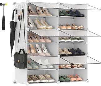 Songmics Schuhschrank mit 6 Fächern, Stahlrahmen / Kunststoff weiß, 83 x 32 x 94 (BxTxH) cm