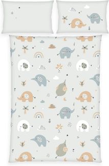 Herding babybest Bettwäsche Elephants, Kopfkissenbezug ca. 40x60 cm mit Hoteleinschlag, Bettbezug ca. 100x135 cm mit leichtläufigem Reißverschluss, 100% Baumwolle/Renforcé